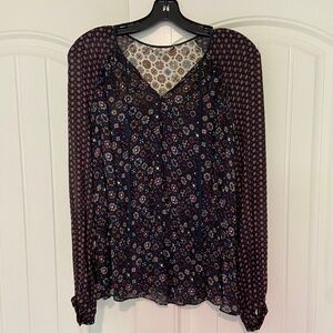 Derek Lam Floral, Silk, Peplum, Tie-neck, Blouse